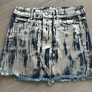 Frankie B Los Angeles silver denim mini skirt.